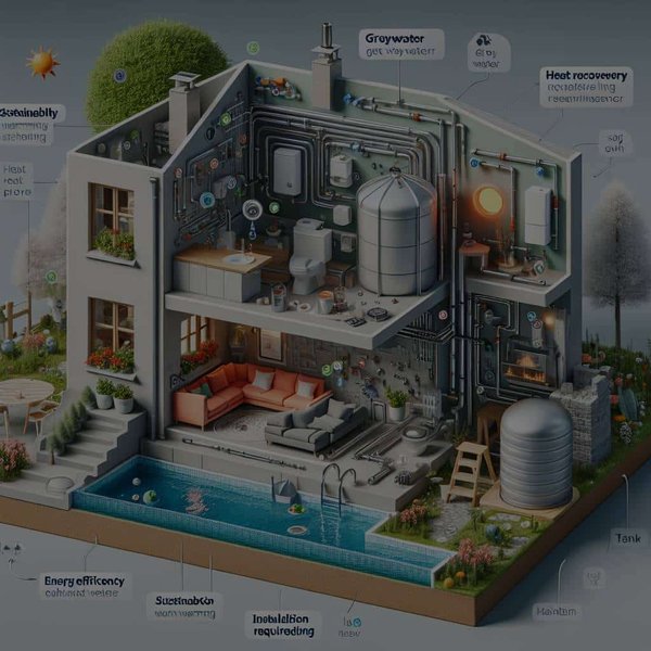 Quels sont les critères pour un système de récupération de chaleur des eaux grises dans une maison écologique ?